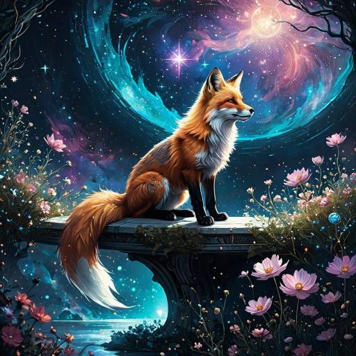 Celestial Fox in Ethereal Nebula Garden Celestial Fox in Ethereal Nebula Garden