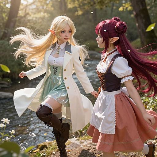 Fantasy Elf Woman in Nature Light