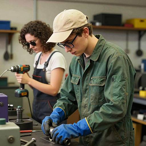 Vibrant Workshop Mechanics Portrait