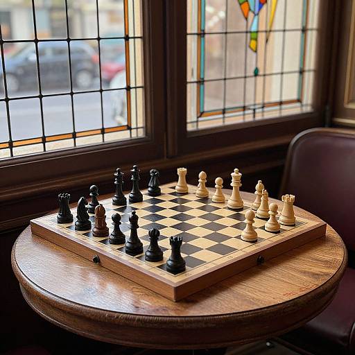 Elegant French Café Chess Scene