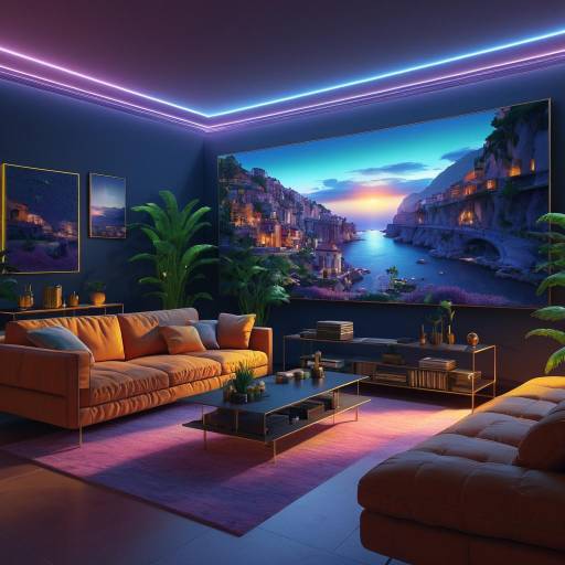 Modern Living Room with Coastal Artwork