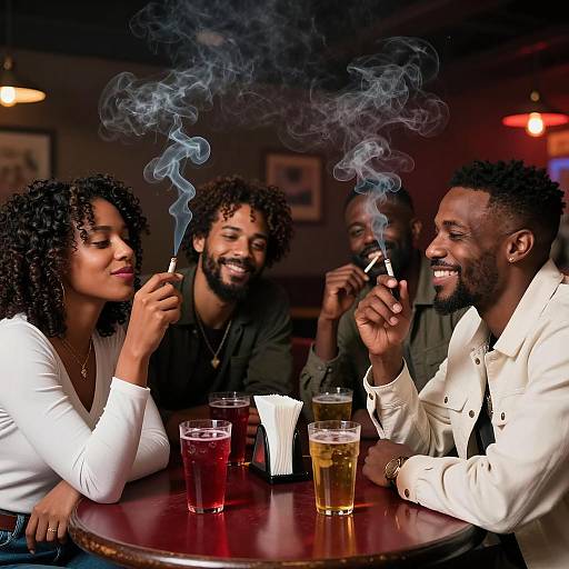 Warm Evening at a Cozy Bar Table