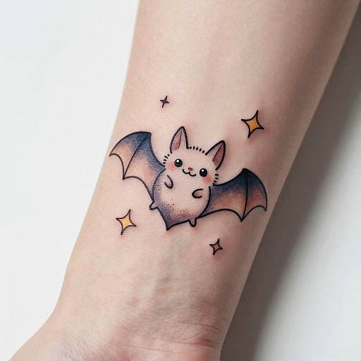 Cute Whimsical Bat Tattoo Design
