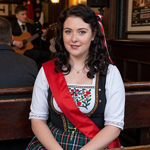 Authentic Irish Woman in Traditional Costume