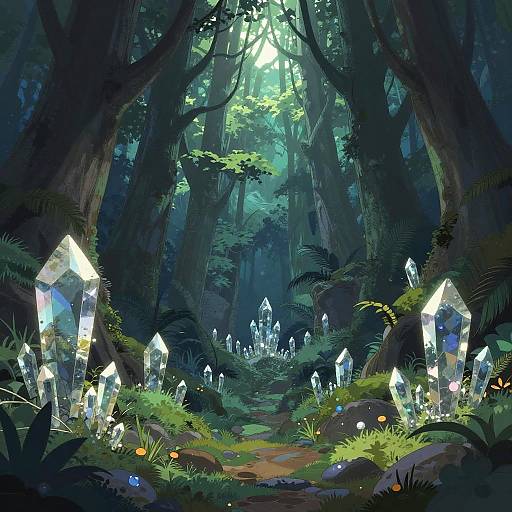 Maximalist Otherworldly Crystal Forest