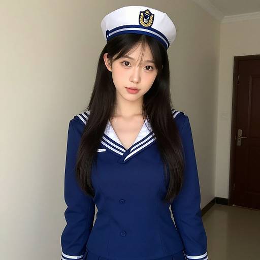 Realistic Female in Navy Sailor Uniform