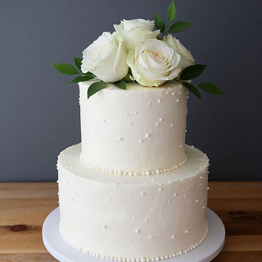 Elegant Two-Tiered White Wedding Cake