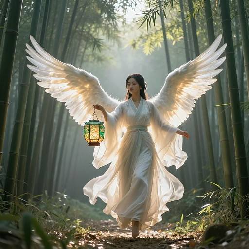 Celestial Being in Misty Bamboo Forest