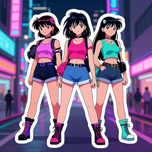 Neo Tokyo Vaporwave Girl Gang