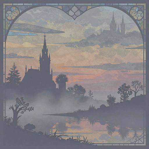 Impressionist Silhouette Landscape Wallpaper