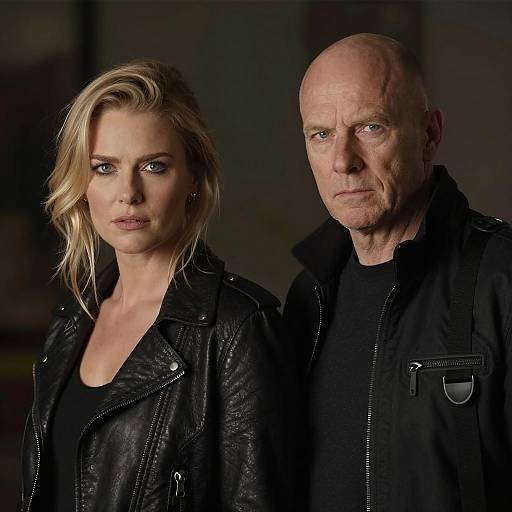 Dramatic Duo in a Dimly Lit Scene