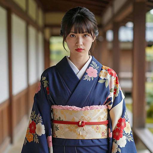 Elegant East Asian Woman in Kimono