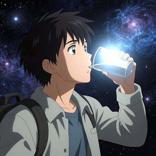 Man Drinking Cosmic Energy Light