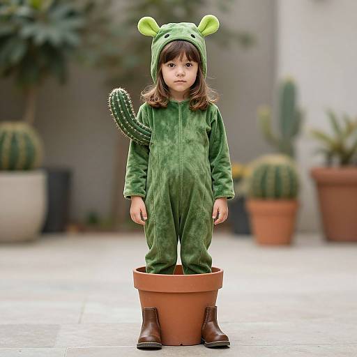 Cute Kid in Cactus Costume
