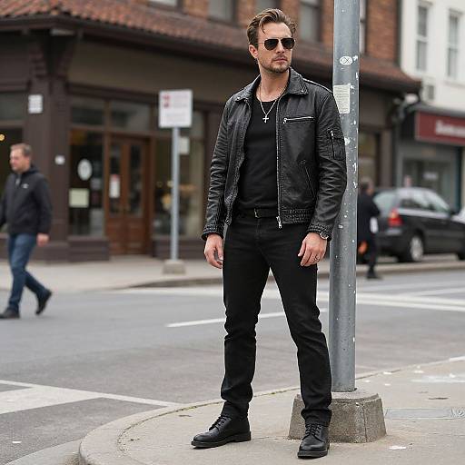 Rock and Roll Man in Leather Jacket
