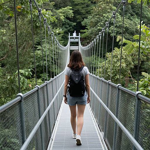 Solo Woman on Canopy Walkway