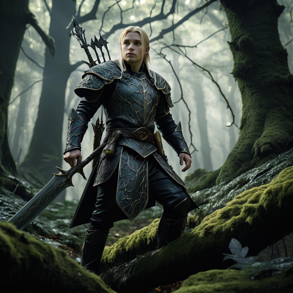 Young Elric in a Dark Botanical Forest