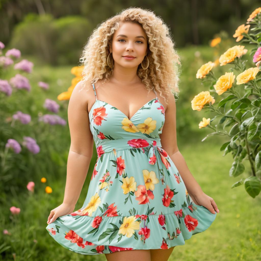 Curvy Woman in Floral Sundress