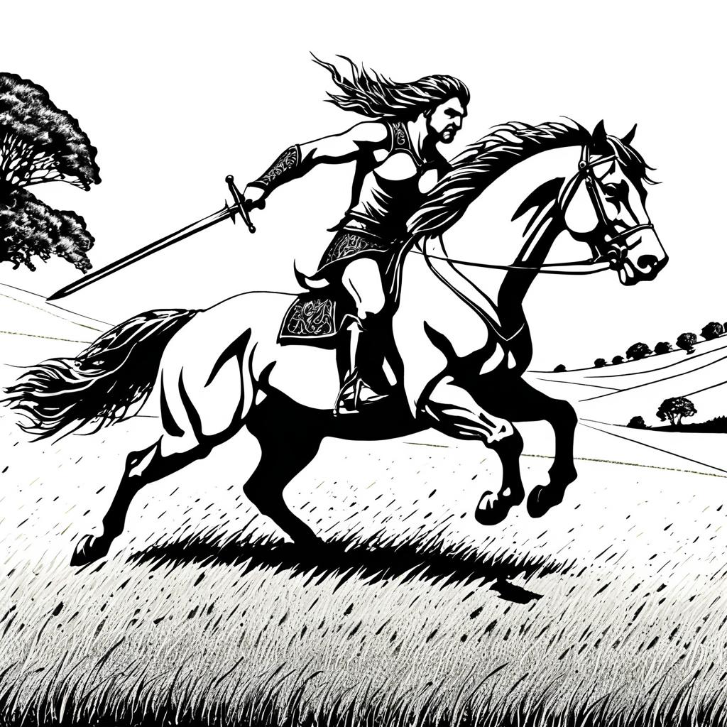 Fierce Centaur Charging Through Field