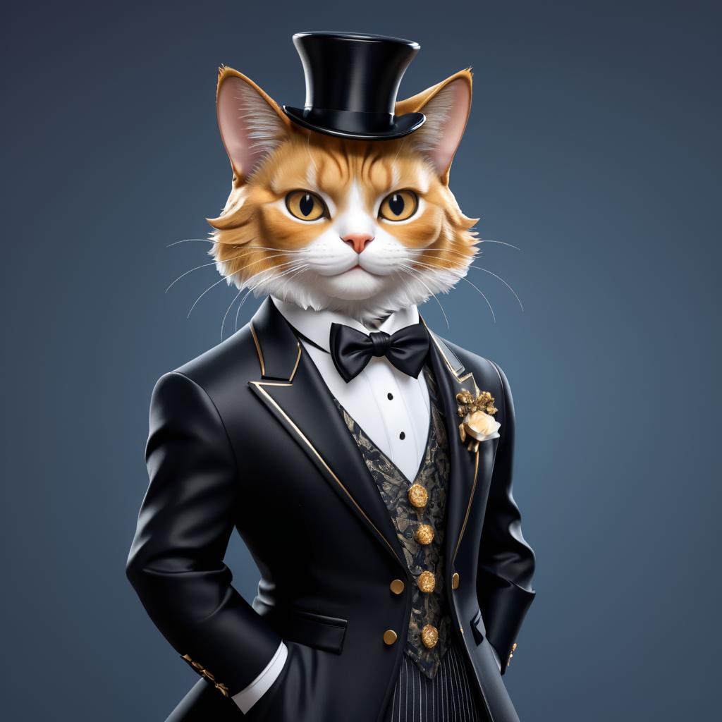 Elegant Anthropomorphic Cat in Formal Attire