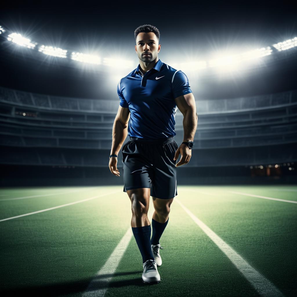 Dynamic Athlete Portrait Under Stadium Lights