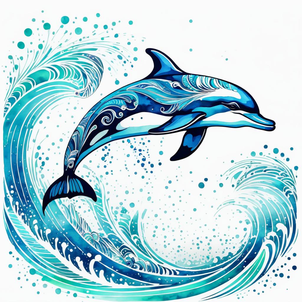 Vibrant Dolphin Illustration in Minimalist Style