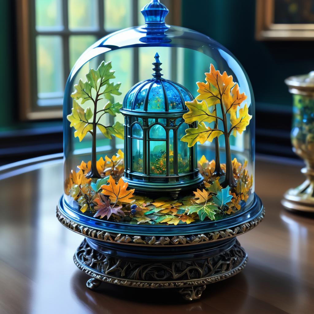 Miniature Autumn Forest Under Glass Dome