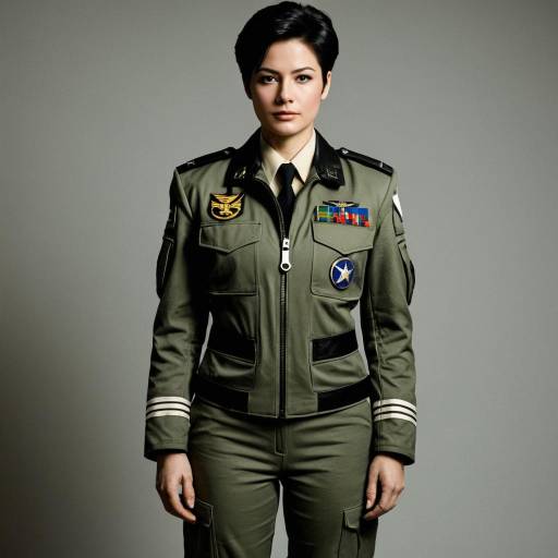 Woman in Khaki Pilot Suit with Military Insignia