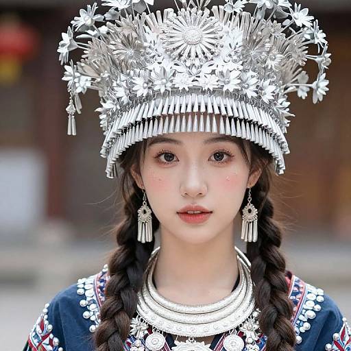 Asian Girl with Floral Headdress