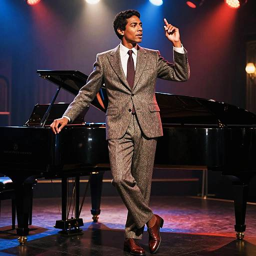 Dapper 1960s Jazz Pianist Elegance