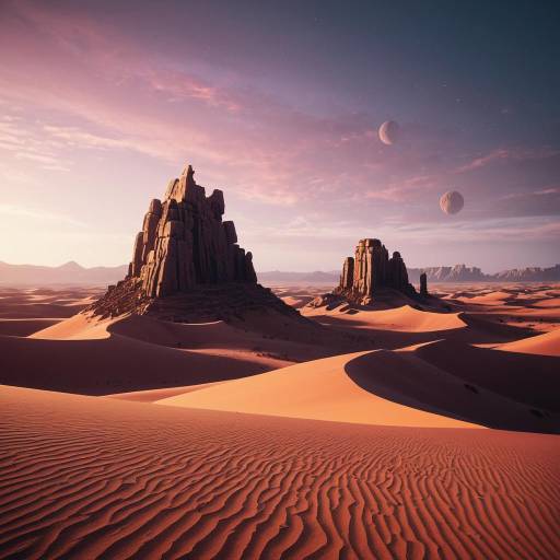 Mystical Desert Landscape at Dawn Mystical Desert Landscape at Dawn