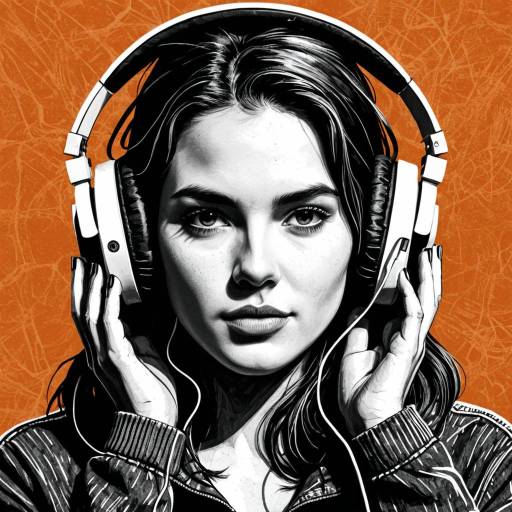 Monochrome Portrait of Woman with Headphones