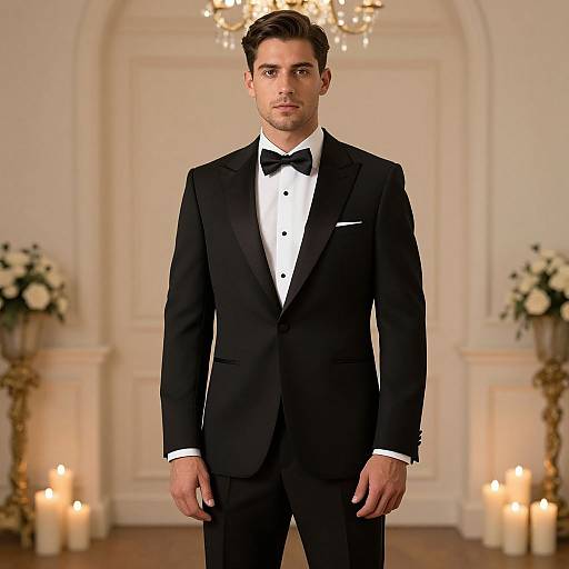 Man in Formal Tuxedo with Candles