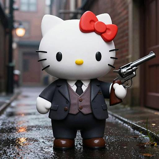 Gangster Hello Kitty in Film Noir