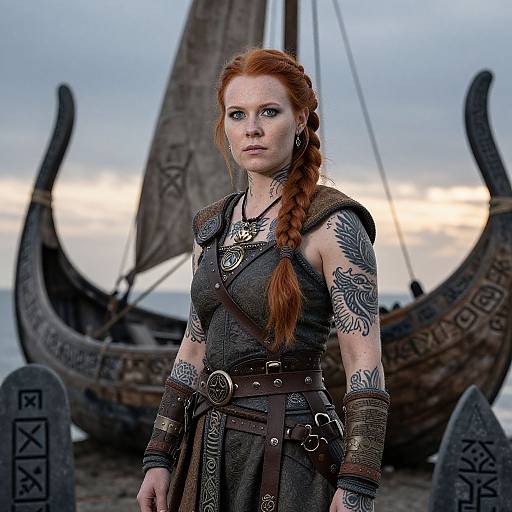 Fierce Redhead Viking Woman at Dawn