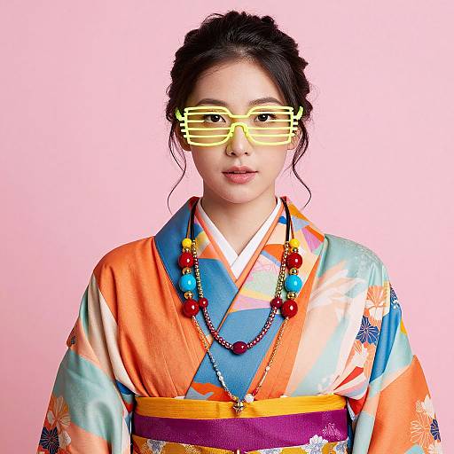 Vibrant Kimono Fashion Portrait