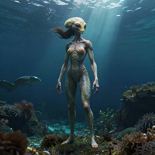 Realistic Underwater Alien Figure