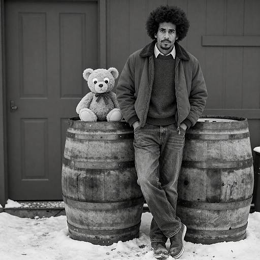 Serious Man with Afro and Barrels
