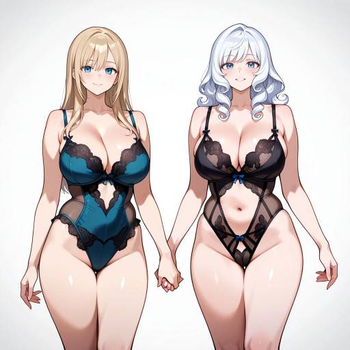 Couple in Black Lingerie on Bed