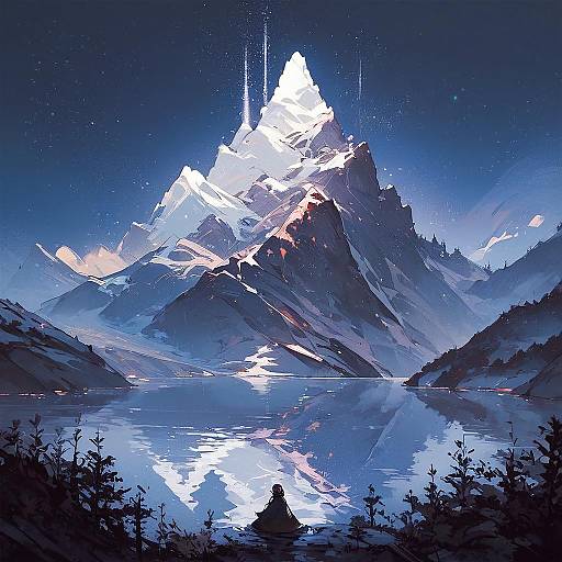 Serene Night in Anime Mountains