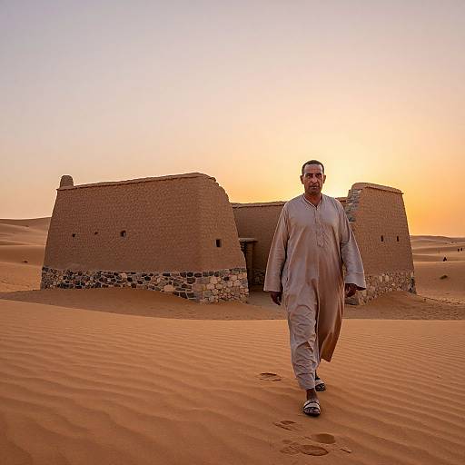Sunset in Ancient Sahara Village
