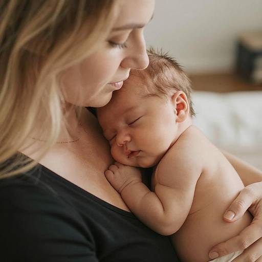 Mother Cradling Sleeping Newborn
