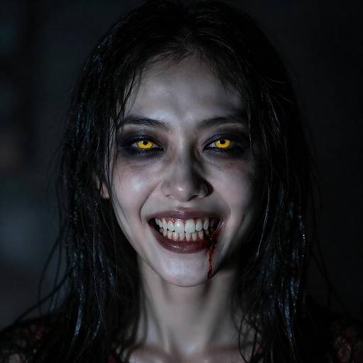 Menacing Pale Woman Close-Up Portrait