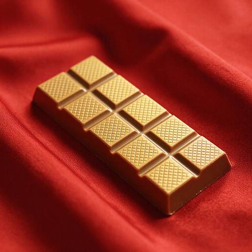 Golden Chocolate Bar on Red Silk