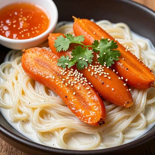 Glazed Carrots on Creamy Noodles