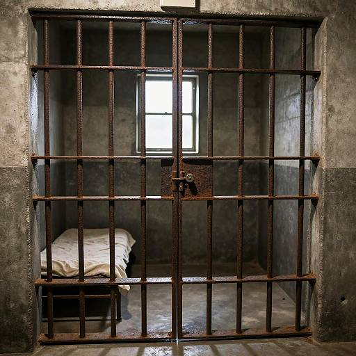 Dimly Lit Rusty Jail Cell