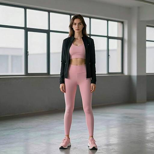 Confident Young Woman in Pink Athleisure