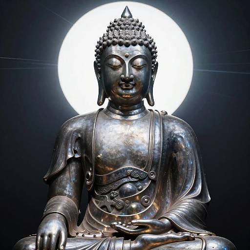 Cyberpunk Metal Buddha Statue Portrait