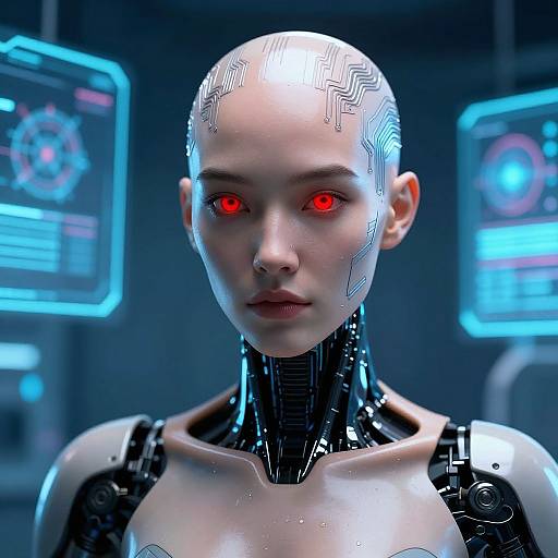 Sci-Fi Android with Metallic Skin