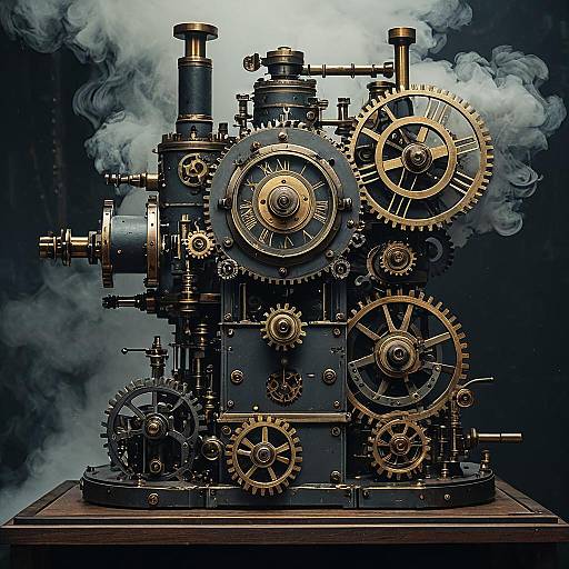Steampunk Steam-Powered Automaton with Brass Cogs
